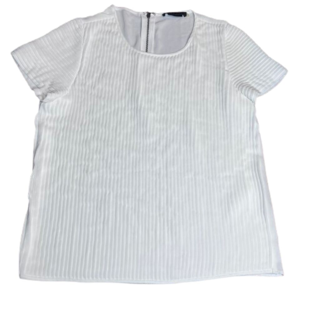 Alice + Olivia White Pleated Sleeve Blouse Size XS/S